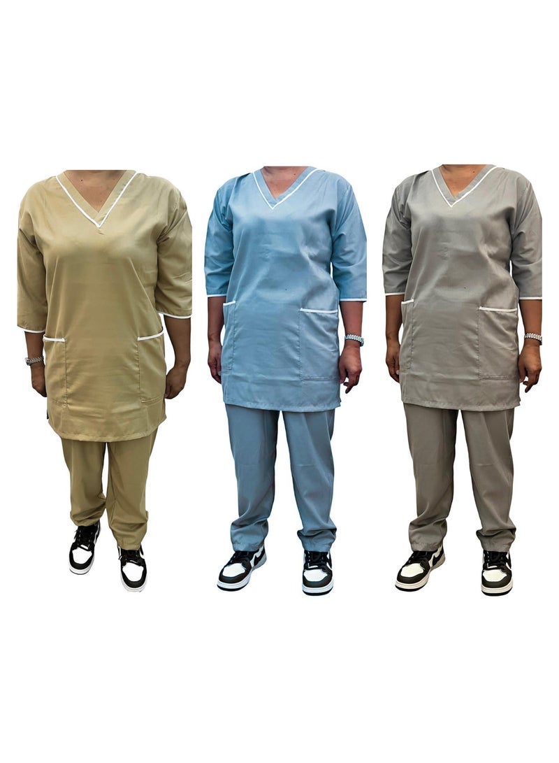 1home Housemaid Uniform Maid Nanny Scrub Suit 3 piece set - Image 1