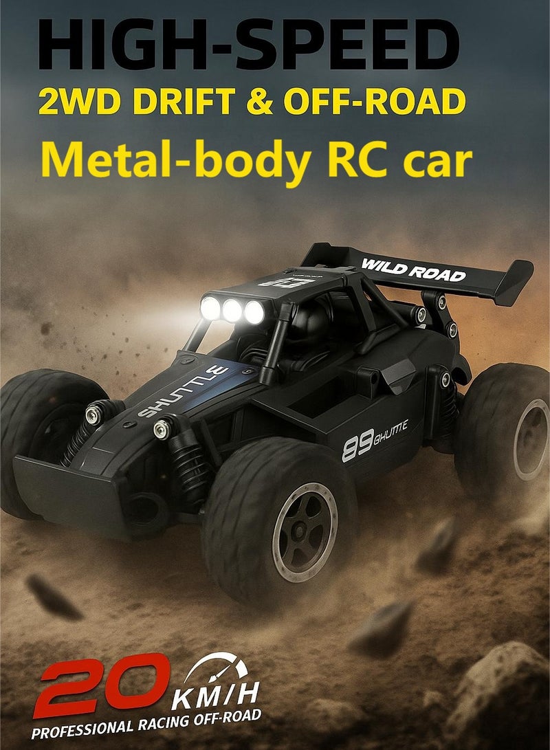 سيارة سباق عالية السرعة، تعمل بالتحكم عن بُعد بتردد ٢.٤ جيجاهرتز | لعبة سيارة بمقياس ١:١٦، هيكل من سبائك معدنية وإطار مطاطي كبير، مصابيح أمامية LED، تصميم مضاد للتصادم، قابلة لإعادة الشحن | هدية مثالية لسباقات السرعة للأطفال من سن ٣ سنوات فما فوق - Image 1