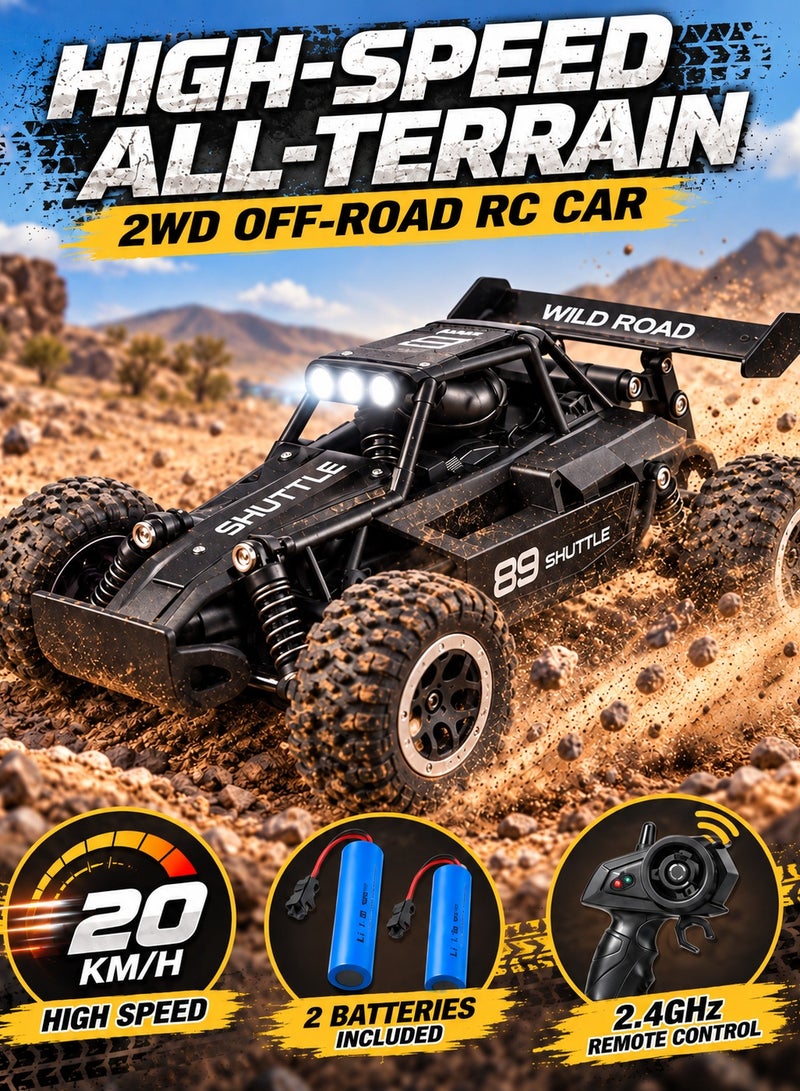 Norello High-Speed 1:16 Alloy Off-Road Remote Control Car with 2 Rechargeable Batteries, 2.4 GHz Control, All-Terrain Rubber Tires and LED Lights, Up to 20 km/h - Image 1