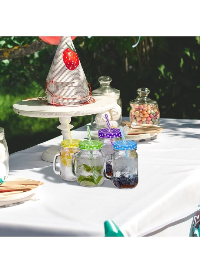 هابي هوم أكواب قهوة زجاجية مع أغطية وقشة سعة 400 مل، أكواب شرب للعصير والمشروبات المخفوقة والكوكتيلات والمنزل والسفر (متعدد الألوان) (عبوة من قطعة واحدة) - Image 4