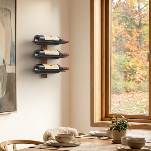 B4Life Wall Mounted Wine Rack for 3 Wine Bottles, Wood Holder, Wall Wine Bottle Racks for Kitchen, Dining Room, Bar Rack - Image 4