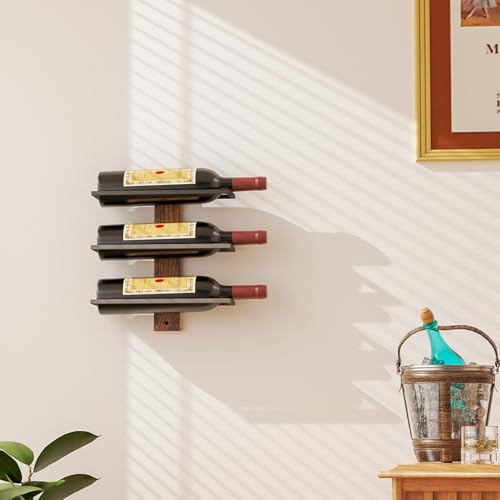 B4Life Wall Mounted Wine Rack for 3 Wine Bottles, Wood Holder, Wall Wine Bottle Racks for Kitchen, Dining Room, Bar Rack - Image 5