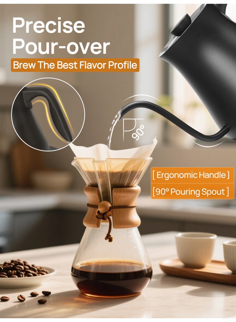 Brutelle Electric Kettle V60 Coffee Kettle Gooseneck Kettle 800ML 1200W Fast Heating 304 Stainless Steel Ideal for Home Cafe and Coffee Corner - Image 3