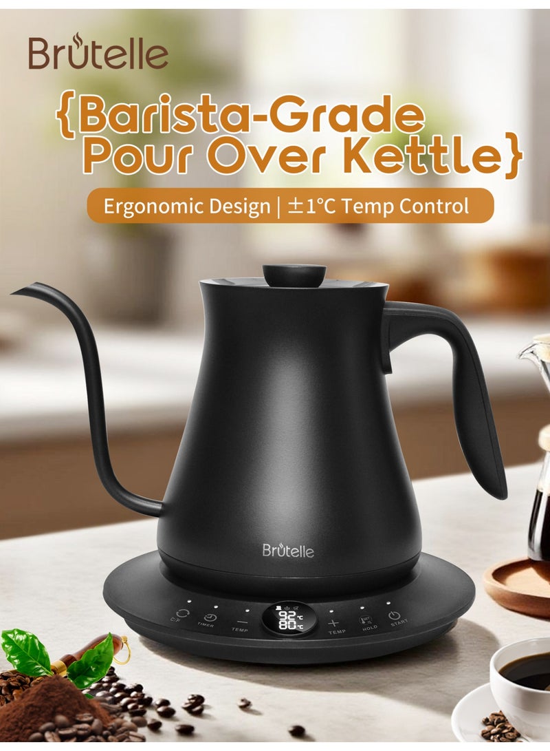 Brutelle Electric Kettle V60 Coffee Kettle Gooseneck Kettle 800ML 1200W Fast Heating 304 Stainless Steel Ideal for Home Cafe and Coffee Corner - Image 2