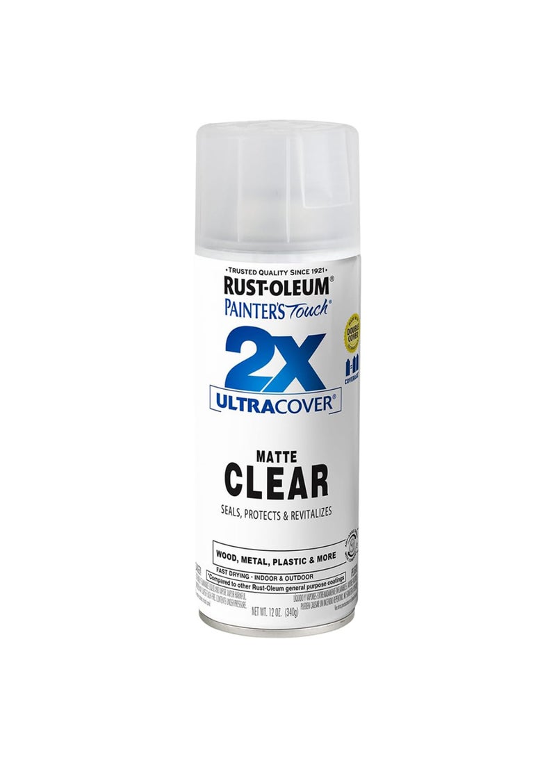 RUST-OLEUM Painter’s Touch 2X Ultra Cover Matte Clear Spray Paint – 12 oz(340g)| Clear Protective Top Coat for Wood, Metal, Plastic & More | Fast Drying, Non-Yellowing, UV Resistant, Indoor/Outdoor Use-334022 - Image 4