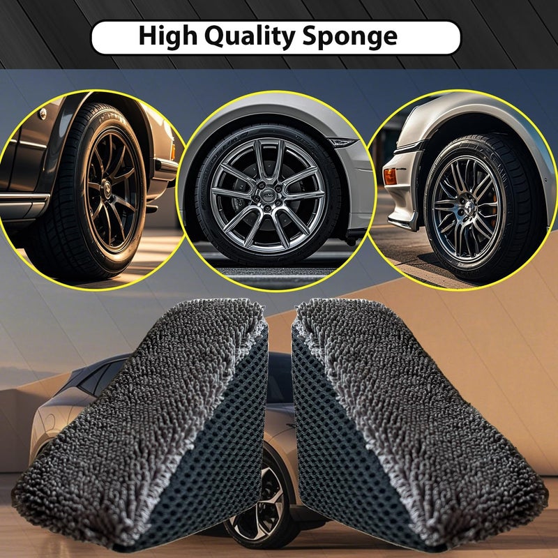 RXALASKA 2 Pcs Triangle Tire Shine Applicator, Reusable Tire Dressing Applicator Pads, Tire Gel Sponge Contoured for Car Detailing Cleaning - Image 5