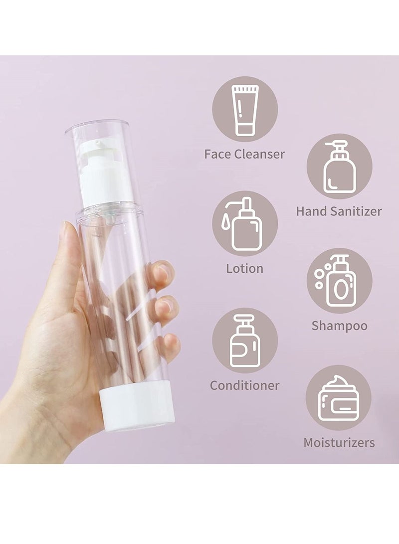 NIBEMINENT 3.4 Oz 100ml Clear Airless Cosmetic Cream Pump Bottle Travel Size Dispenser Refillable Containers/Foundation for Shampoo, Pack of 6 - Image 4