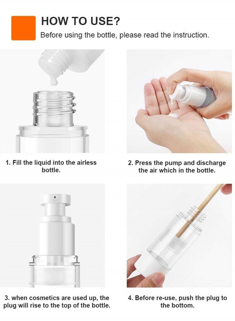 NIBEMINENT 3.4 Oz 100ml Clear Airless Cosmetic Cream Pump Bottle Travel Size Dispenser Refillable Containers/Foundation for Shampoo, Pack of 6 - Image 2