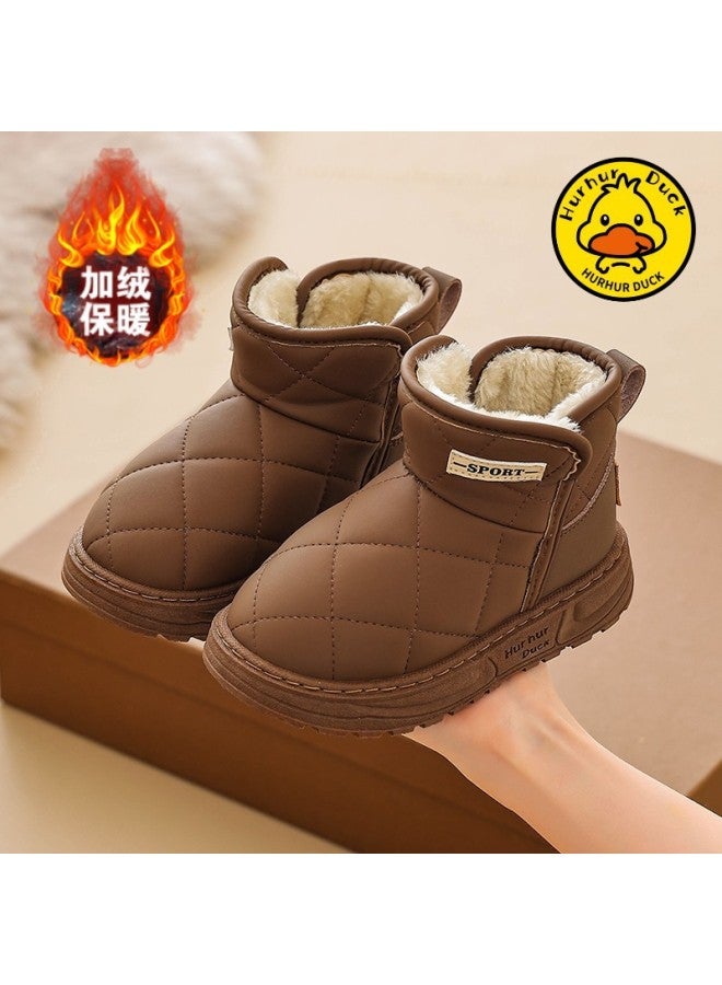 Little Yellow Duck Children's Snow Boots Boys' Winter New Style Velvet Thickened Winter Shoes Waterproof Anti-slip Girls' Snow Cotton Shoes
