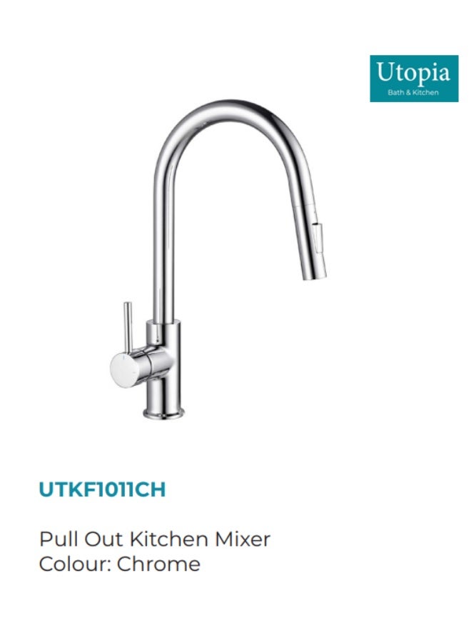 UTOPIA Pull Out Kitchen Mixer Faucet, Chrome (UK-Origin)