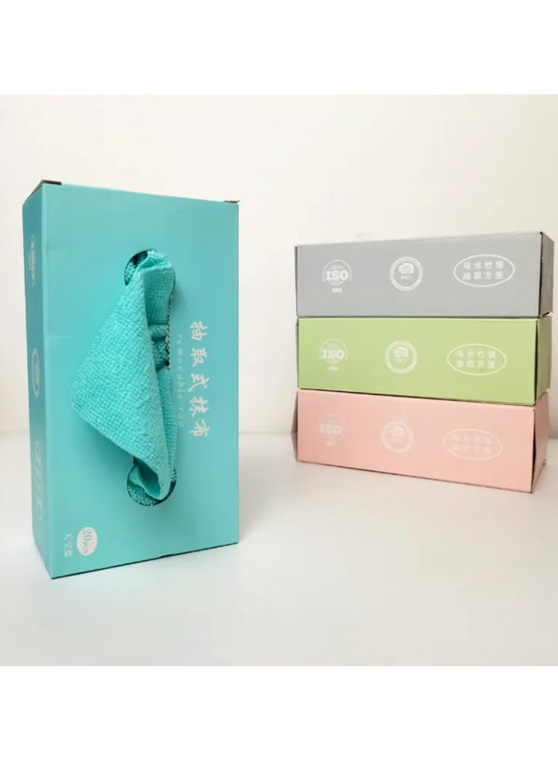 Tradeo 20 Sheets Disposable Cleaning Cloths Cleaning Towels Microfiber Towel,Reusable Dish Cloths with Dispenser Box,Lazy Rags Car Wipes,Multi-Purpose Cleaning Cloths for Home Kitchen Hospital-Green - Image 2