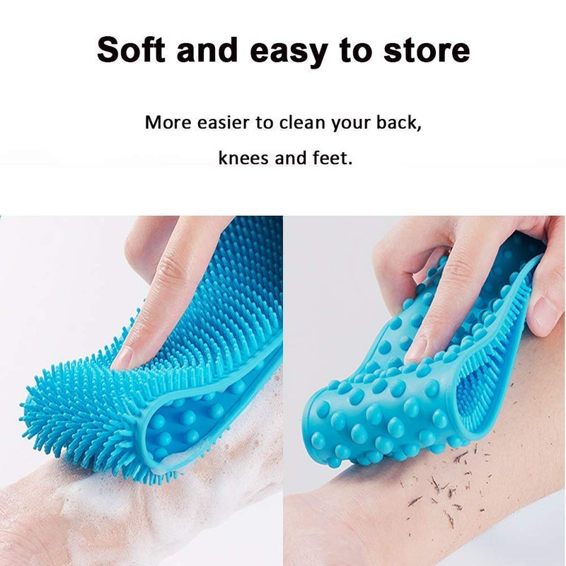 Toriox Silicone Bathing Brush Exfoliating Back Scrubber for Shower Skin Deep Cleaning Massage Men & Women Double Sided Bath Body Scrubber Brush (Multi color) - Image 2