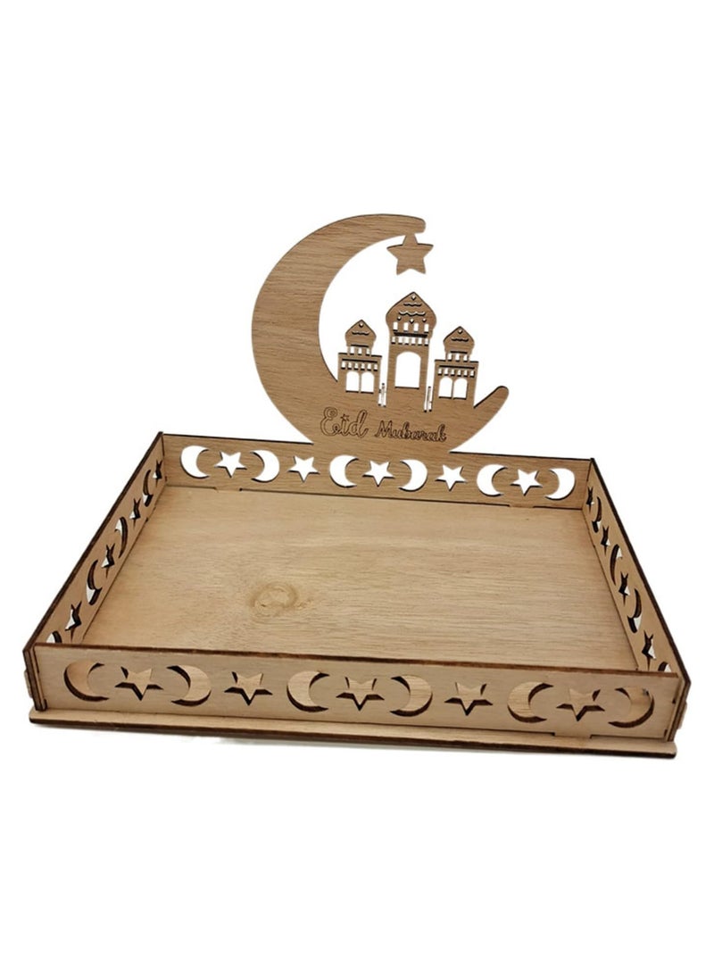AUTOYSUR Ramadan Wood Ornament Tray Cupcake Dessert Stand Cake Display Tray for Holding Cookies Fruits Bread - Image 2