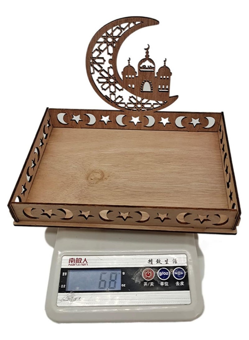AUTOYSUR Ramadan Wood Ornament Tray Cupcake Dessert Stand Cake Display Tray for Holding Cookies Fruits Bread - Image 5