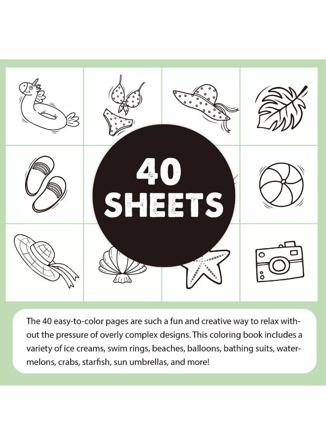 SUMMER SEYLE COLORING Book BOLD&EASY  40 Sheets  Doodle Coloring Book - Image 4