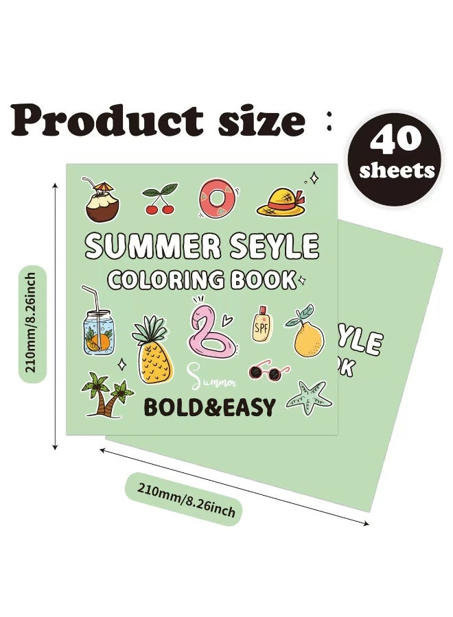 SUMMER SEYLE COLORING Book BOLD&EASY  40 Sheets  Doodle Coloring Book - Image 5