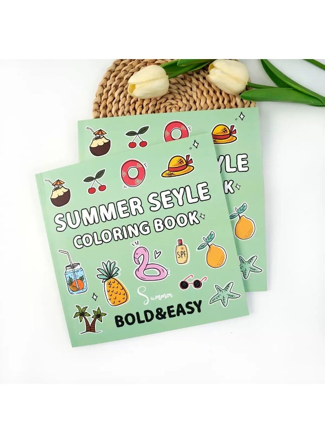 SUMMER SEYLE COLORING Book BOLD&EASY  40 Sheets  Doodle Coloring Book - Image 1