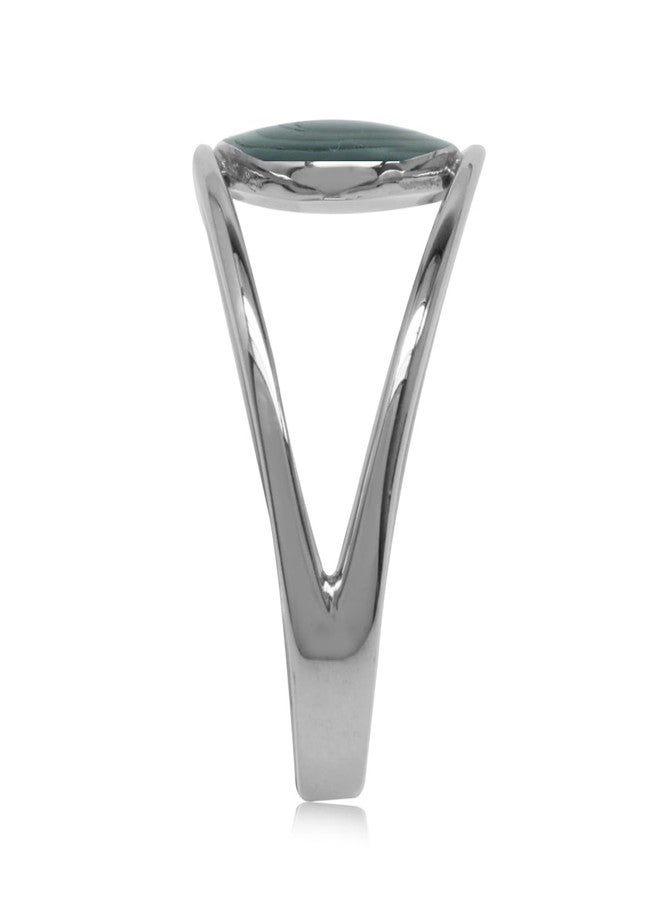 Silvershake Abalone Paua Shell White Gold Plated 925 Sterling Silver Solitaire Ring Size 9 - Image 4