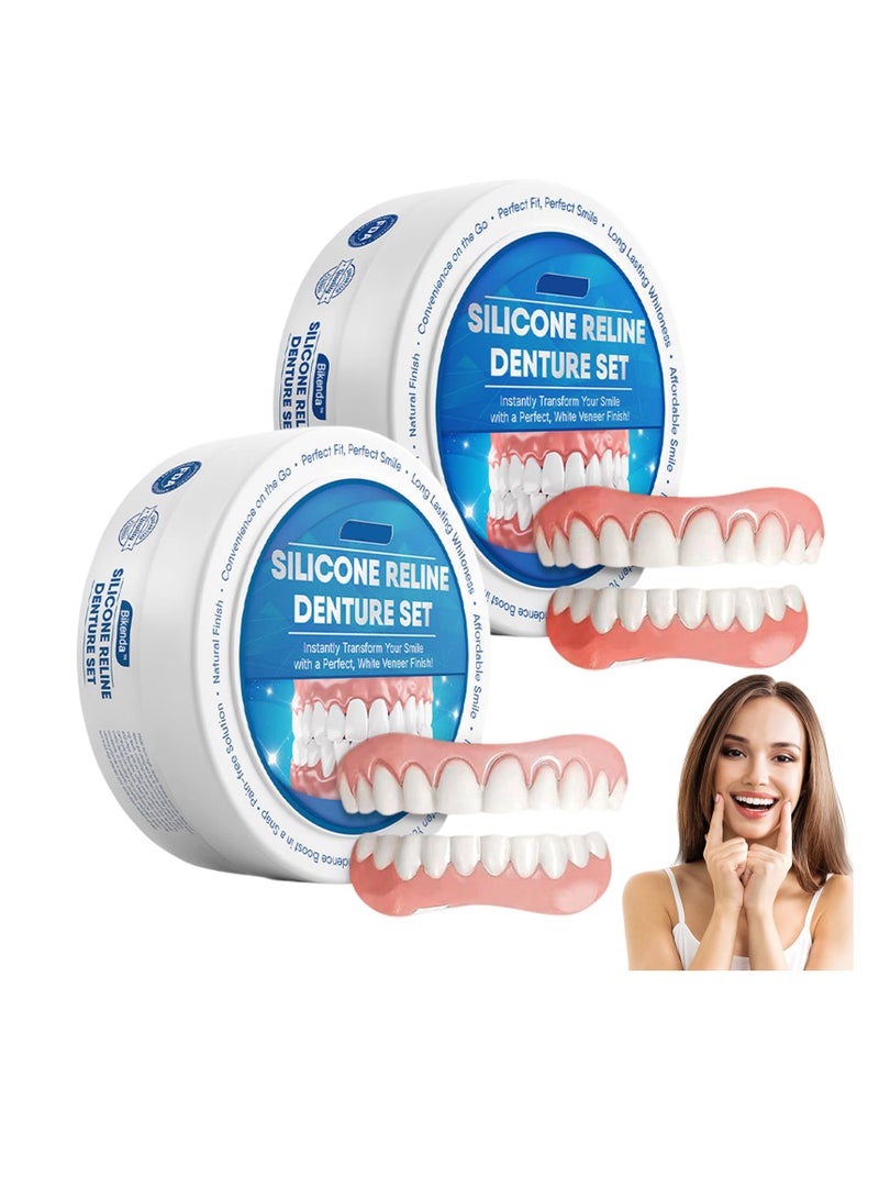 SOLARAE Silicone Reline Denture Set, Professional Denture Silicone Reline Kit, Silicone Reline Denture Set - Unisex, Denture Reline Kit is Suitable for securing Upper and Lower dentures (2 Set) - Image 1