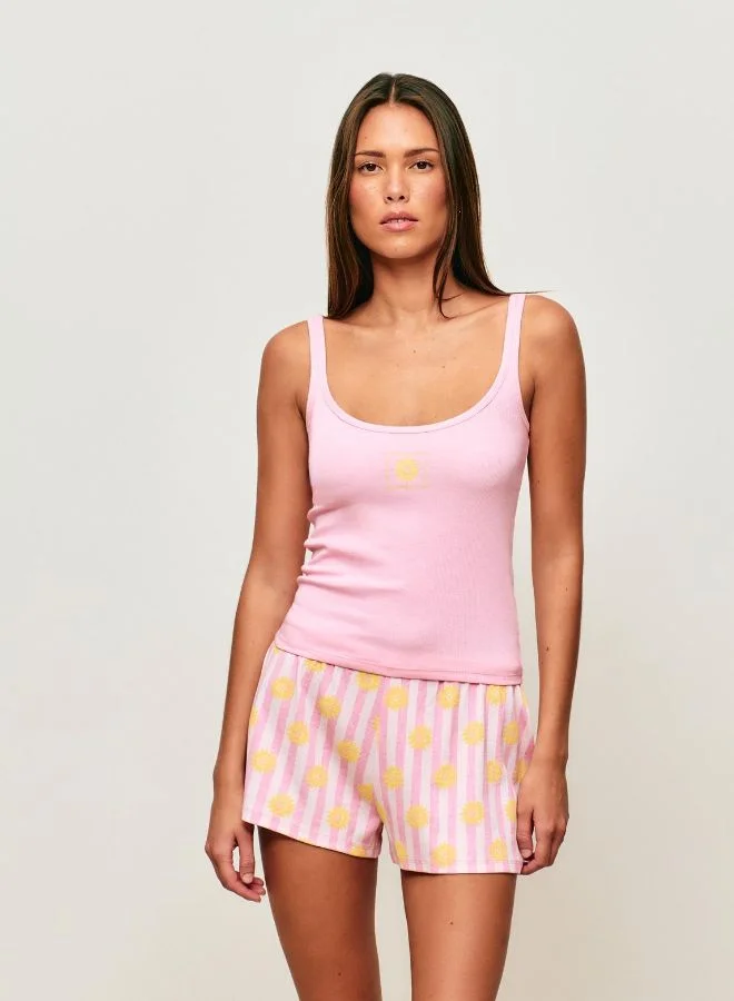UNDIZ Striped ribbed jersey shorts with sun prints