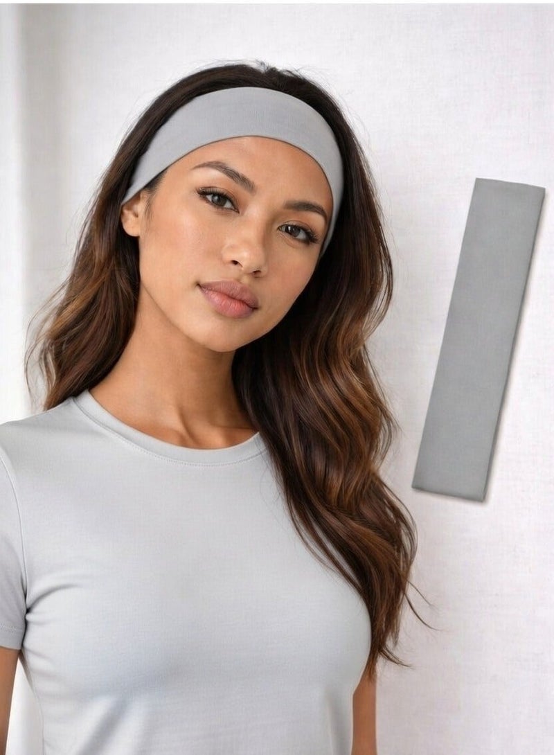95% Egyptian Cotton Gray Headband – 1 Piece – Sports Headband for Men & Women – Workout, Running & Daily Wear - Image 1