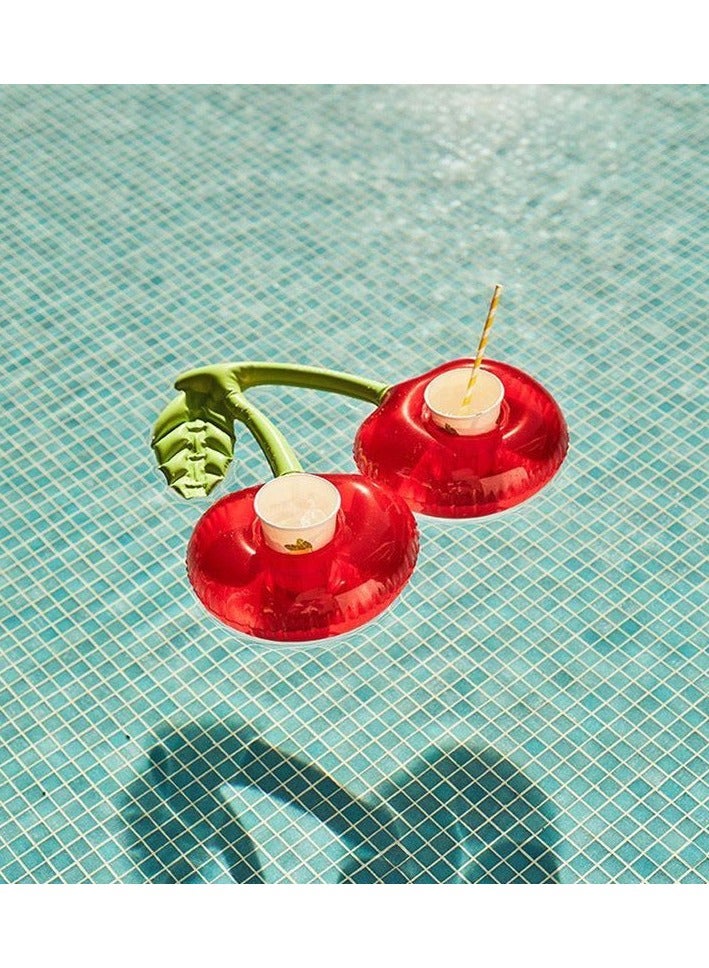 Loquat Double Cherry Shape Inflatable Swimming Pool Portable Cup Holder - Image 2