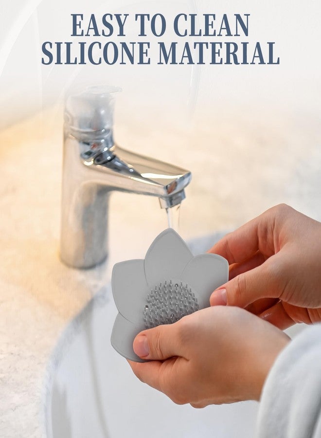 LUSTRIB 2 Pcs Lotus Shape Shower Steamer Tray, Silicone Soap Holder Non-Slip, Flower Shape Draining Soap Dishes with Drainage for Shower Non-Slip Holders Bathtub, Sink & Modern Bathroom Décor - Image 4