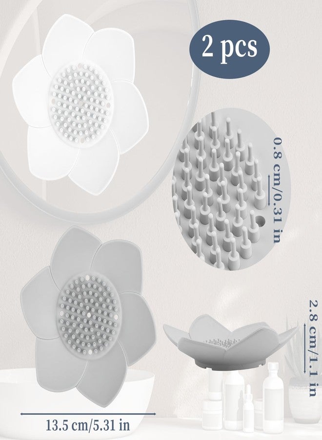 LUSTRIB 2 Pcs Lotus Shape Shower Steamer Tray, Silicone Soap Holder Non-Slip, Flower Shape Draining Soap Dishes with Drainage for Shower Non-Slip Holders Bathtub, Sink & Modern Bathroom Décor - Image 2