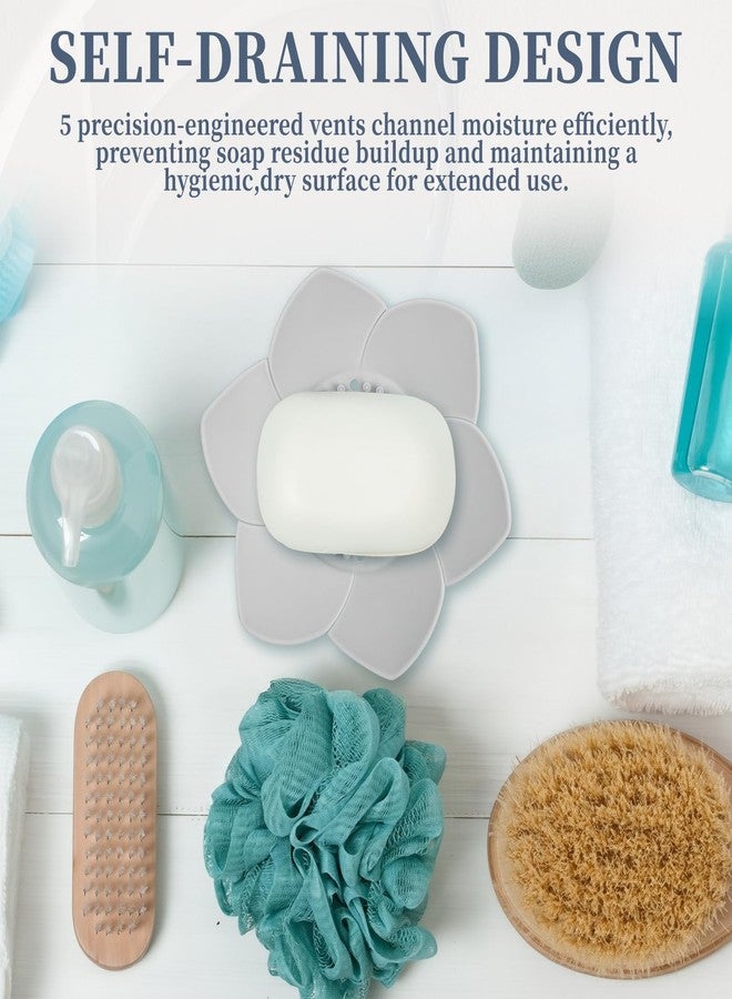 LUSTRIB 2 Pcs Lotus Shape Shower Steamer Tray, Silicone Soap Holder Non-Slip, Flower Shape Draining Soap Dishes with Drainage for Shower Non-Slip Holders Bathtub, Sink & Modern Bathroom Décor - Image 5