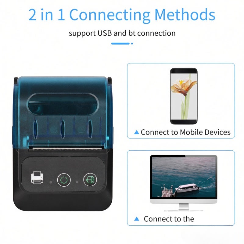 Mobile BT Thermal Receipt Printer - 57mm Paper Width 203dpi Resolution 1500mAh Battery For Small Business, Restaurant, Delivery And Mobile On-the-Go Use - Image 3