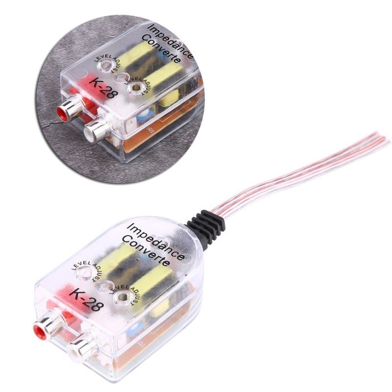 High Audio to Low Audio Converter for Car CD VCD DVD Player - Compact Plug and Play Subwoofer Converter with Wiring Diagram for Vehicles Without RCA Output - Image 2