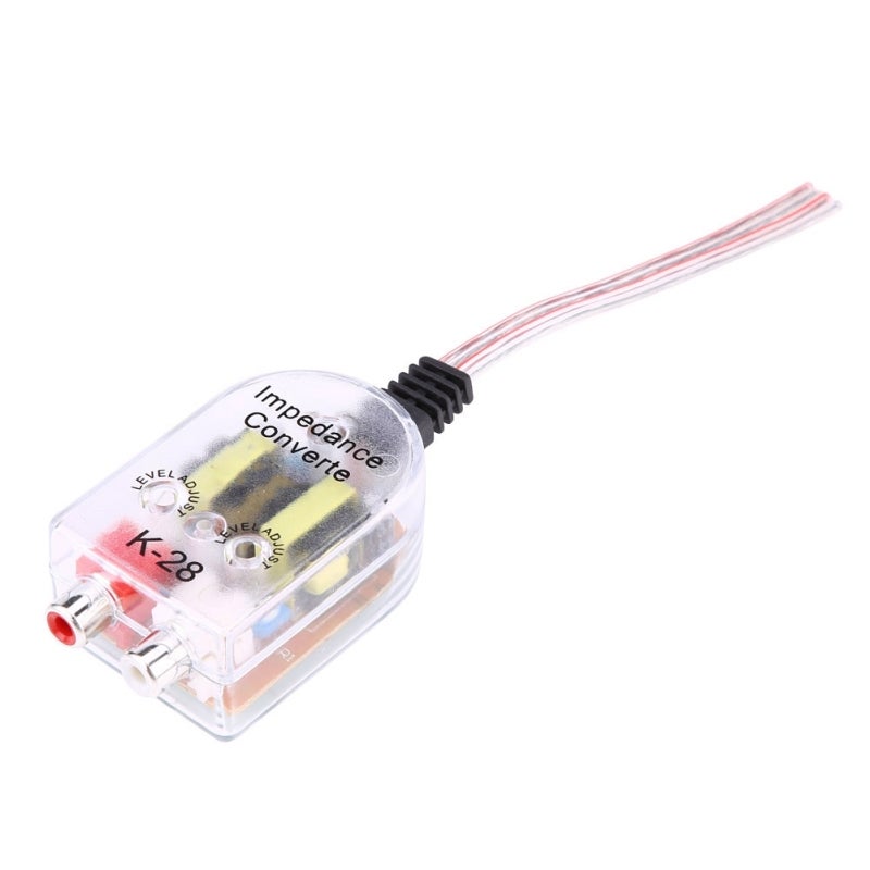 High Audio to Low Audio Converter for Car CD VCD DVD Player - Compact Plug and Play Subwoofer Converter with Wiring Diagram for Vehicles Without RCA Output - Image 1