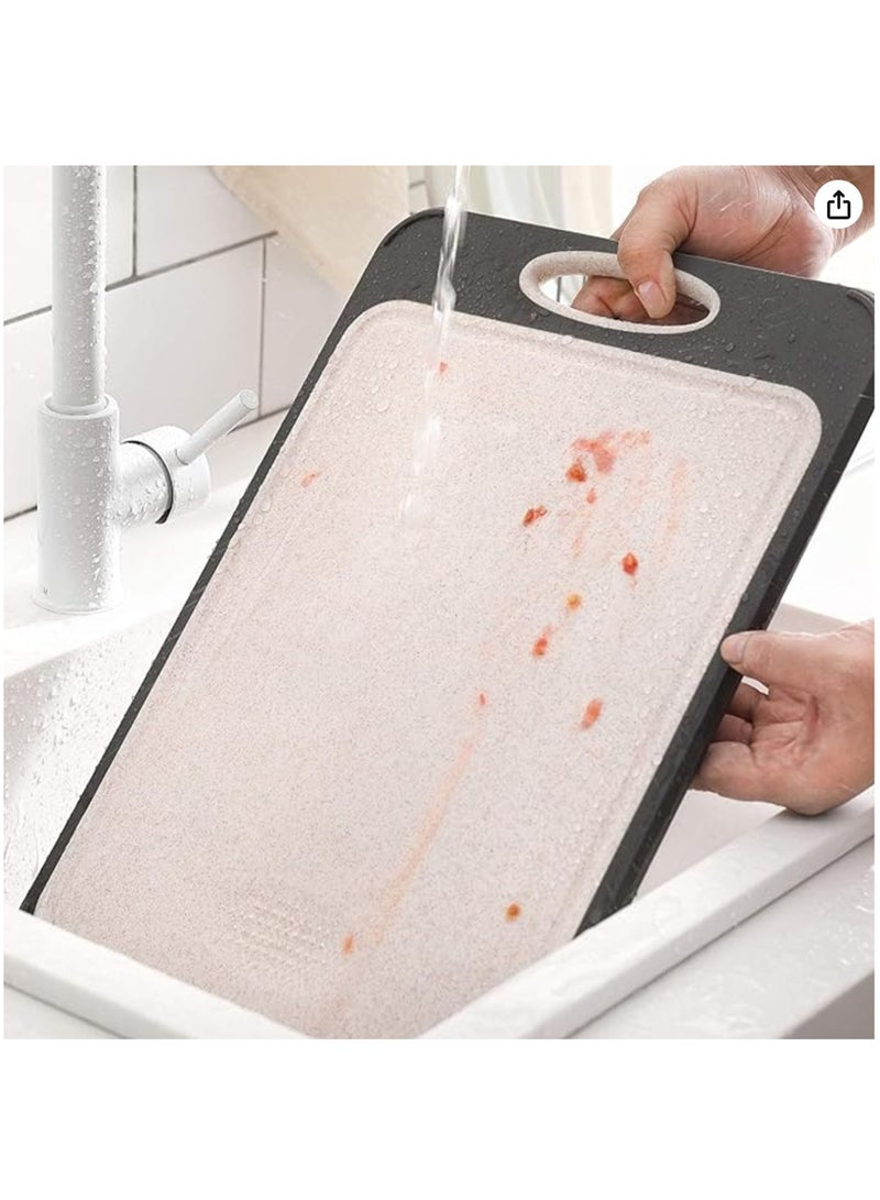 DANIM Cutting Board for Kitchen Double Sided 304 Stainless Steel Chopping Board Food-Grade Stainless Steel and Wheat Straw - Image 4