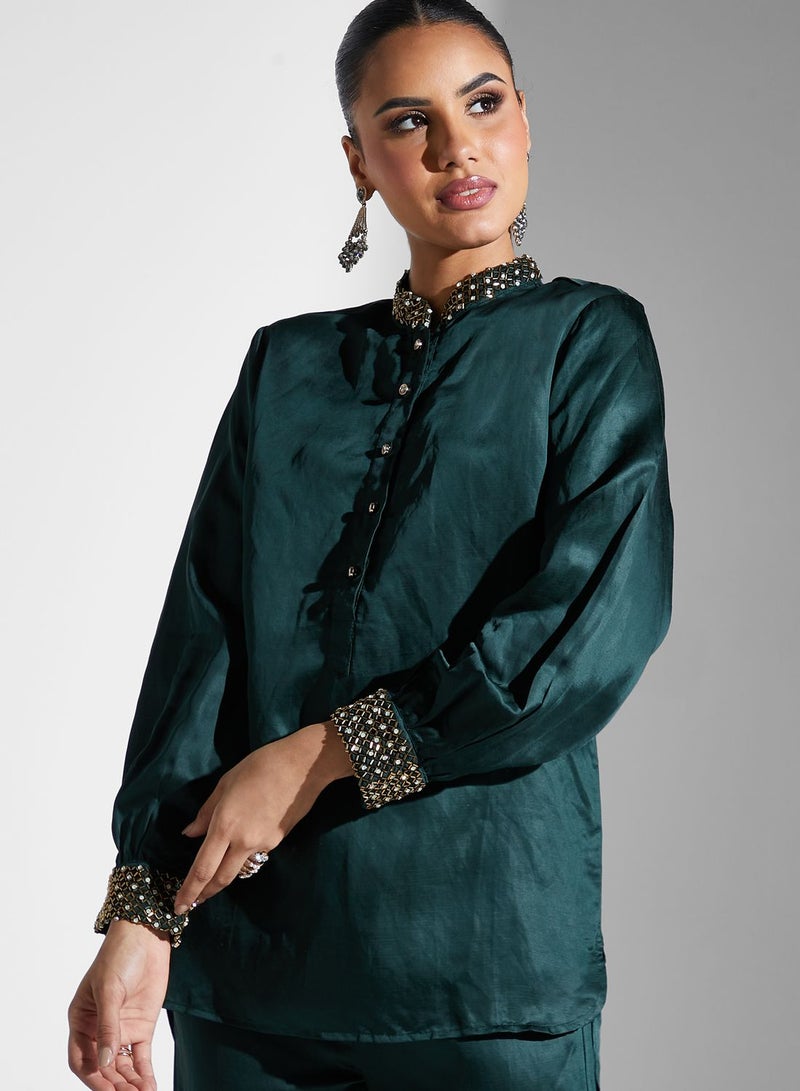 Threadz by Ajooni Embellished Blouse And Pant Set - Image 3