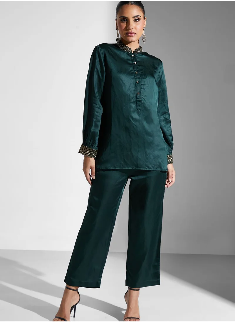 Threadz by Ajooni Embellished Blouse And Pant Set