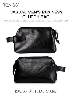 roaiss Men's Casual Clutch Bag of Business Made of PU Leather Mobile Phone Bag  - Image 2