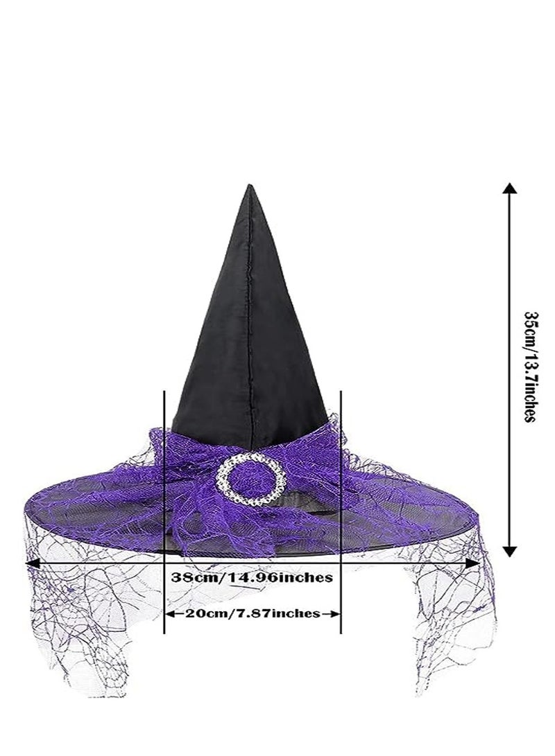 برين جيجلز قهقهات الدماغ قبعة الساحرة الشبكية - قبعة الساحرة للأطفال البالغين للحفلات التنكرية - أرجواني - Image 2