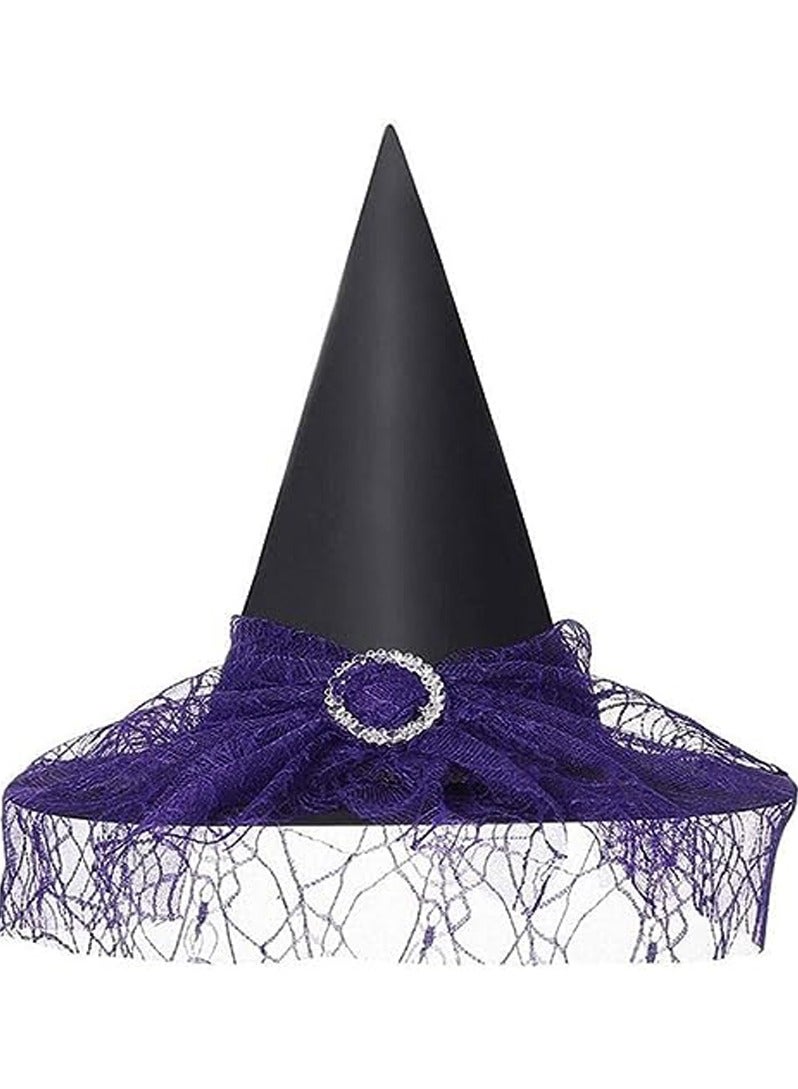 برين جيجلز قهقهات الدماغ قبعة الساحرة الشبكية - قبعة الساحرة للأطفال البالغين للحفلات التنكرية - أرجواني - Image 1