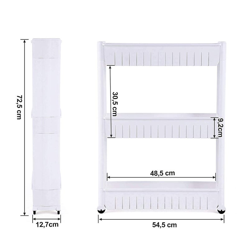 Orrda 3 Tier Rack Kitchen Storage Plastic 3 Layer Storage Organizer Standing Rack for KitchenBathroom Space Saving Slim Storage Organizer White 3 Layer - Image 2
