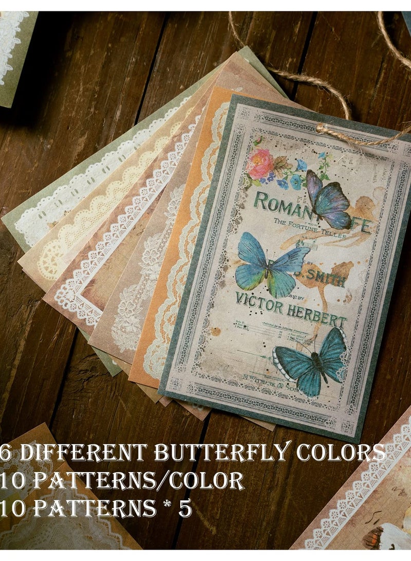 Excefore 300 ورقة من ورق قصاصات الفراشة العتيقة، ورق زخرفي جمالي للحرف اليدوية، وقصاصات الورق، وتدوين اليوميات - Image 4