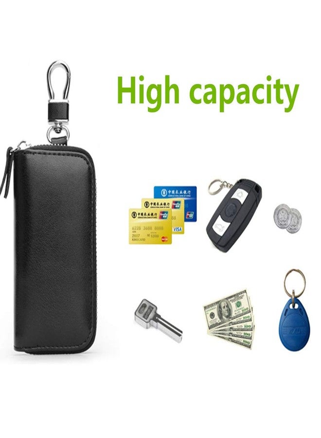 Funny live Genuine Leather Key Holder Bag with 2 Card Slots & 6 Hooks, Access Card Key Case Wallet for Men & Women (Black) - Image 5