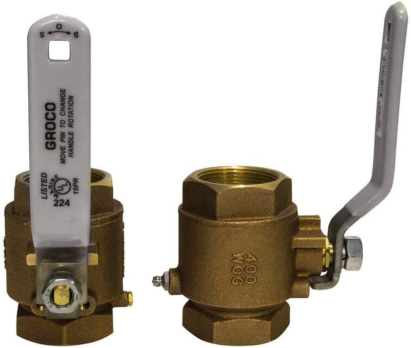 GROCO 1" NPT Bronze in-Line Ball Valve