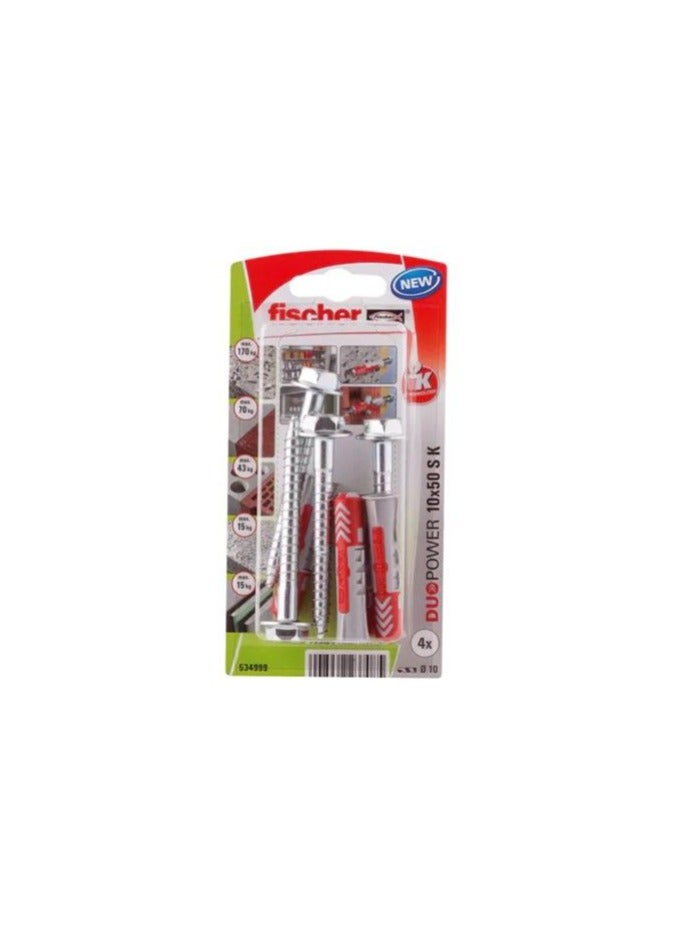 Fischer Universal Plug 10 x 50mm + Hexagonal Screw 4Pcs