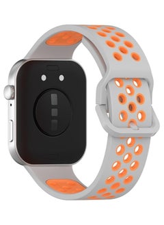 Generic Silicone Strap for Huawei Watch Fit 3 Strap, Nike Breathable Soft Silicone Replacement Strap for Huawei Watch Fit 3 Band Women/Men, Adjustable Waterproof Sports Strap for Huawei Fit3(Gray And Orange)  - Image 1