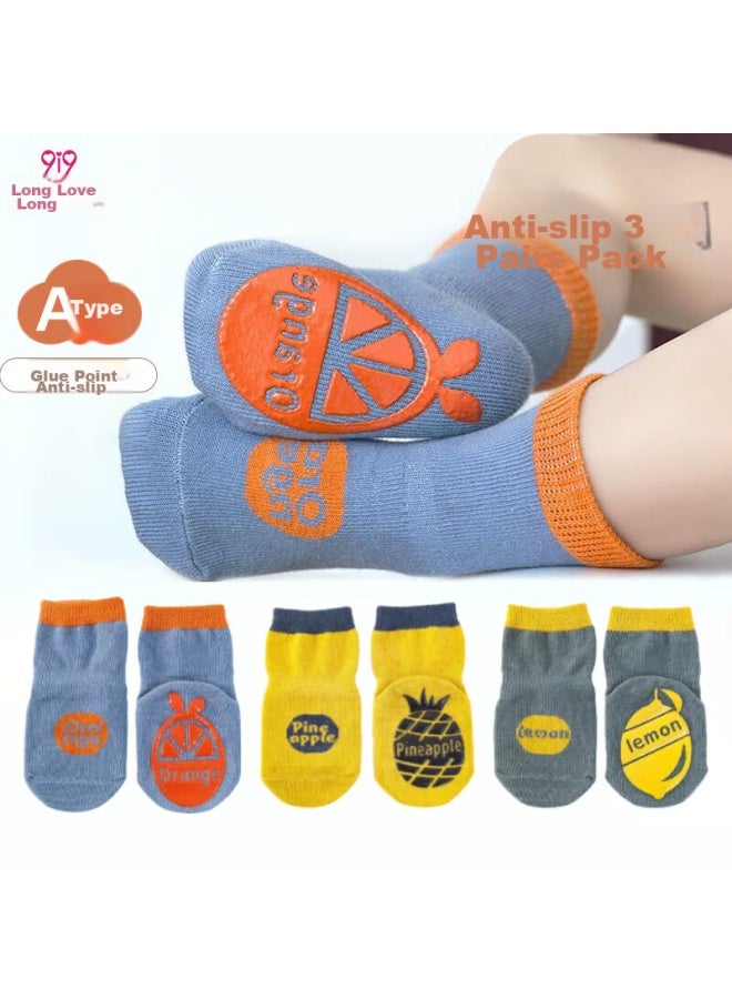 9i9 Baby Socks, Spring And Summer Infant Floor Socks, Glue Socks, Children's Cotton Socks, Loose-top, 3 Pairs, 1-3 Years Old, A353 - Image 1