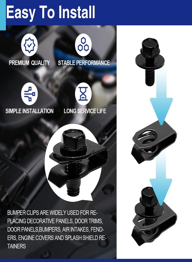 Usdrwam 20 PCS Automotive Body Bolts and U-nut Clamp Kit Bumper Fender Liner Pull Metal Rust-Resistant U Retainer Universal Fastener Accessories Size U-Nuts 1′/0.52′/0.2′ and Bolts 0.46′/0.85′ - Image 4