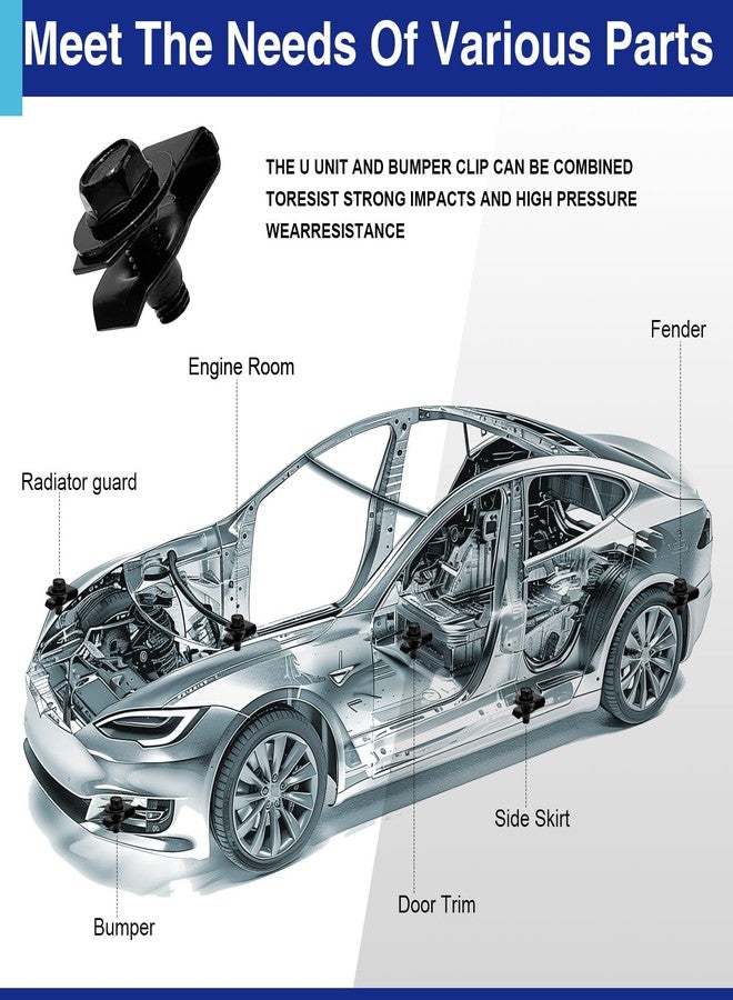 Usdrwam 20 PCS Automotive Body Bolts and U-nut Clamp Kit Bumper Fender Liner Pull Metal Rust-Resistant U Retainer Universal Fastener Accessories Size U-Nuts 1′/0.52′/0.2′ and Bolts 0.46′/0.85′ - Image 5