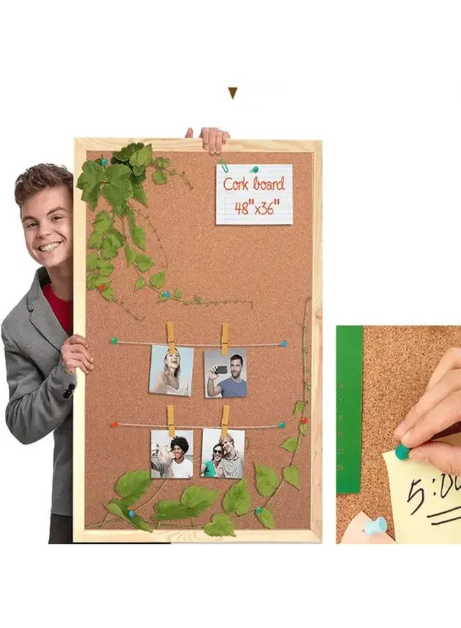 لوح حائط مربع كبير 7.87 × 11.81 بوصة بلون أبيض مغسول لوحة فلين ريفية - Image 5