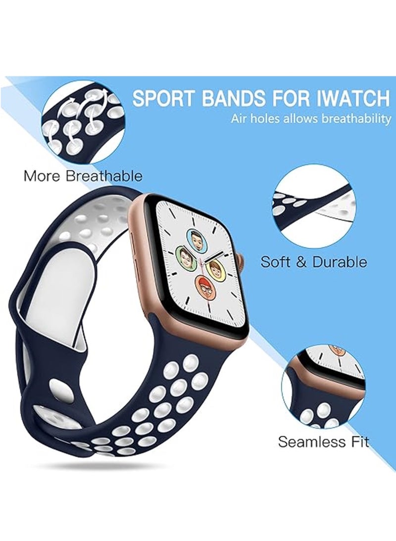 إكس ليفيل مجموعة من 4 أساور رياضية متوافقة مع ساعات أبل 38 مم، 40 مم، 41 مم، 42 مم، 44 مم، 45 مم، 49 مم، أساور سيليكون ناعمة مقاومة للماء، أساور رياضية بديلة، متوافقة مع ساعات أبل 8، 7، 6، 5، 4، 3، 2، 1 (41/40/38 مم) - Image 2