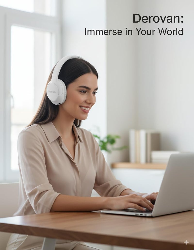 Derovan Bluetooth 5.4 Over-Ear Headphones – Deep Bass Stereo, Foldable Design, Up to 6 Hours Playtime, Memory Card Support - Image 2